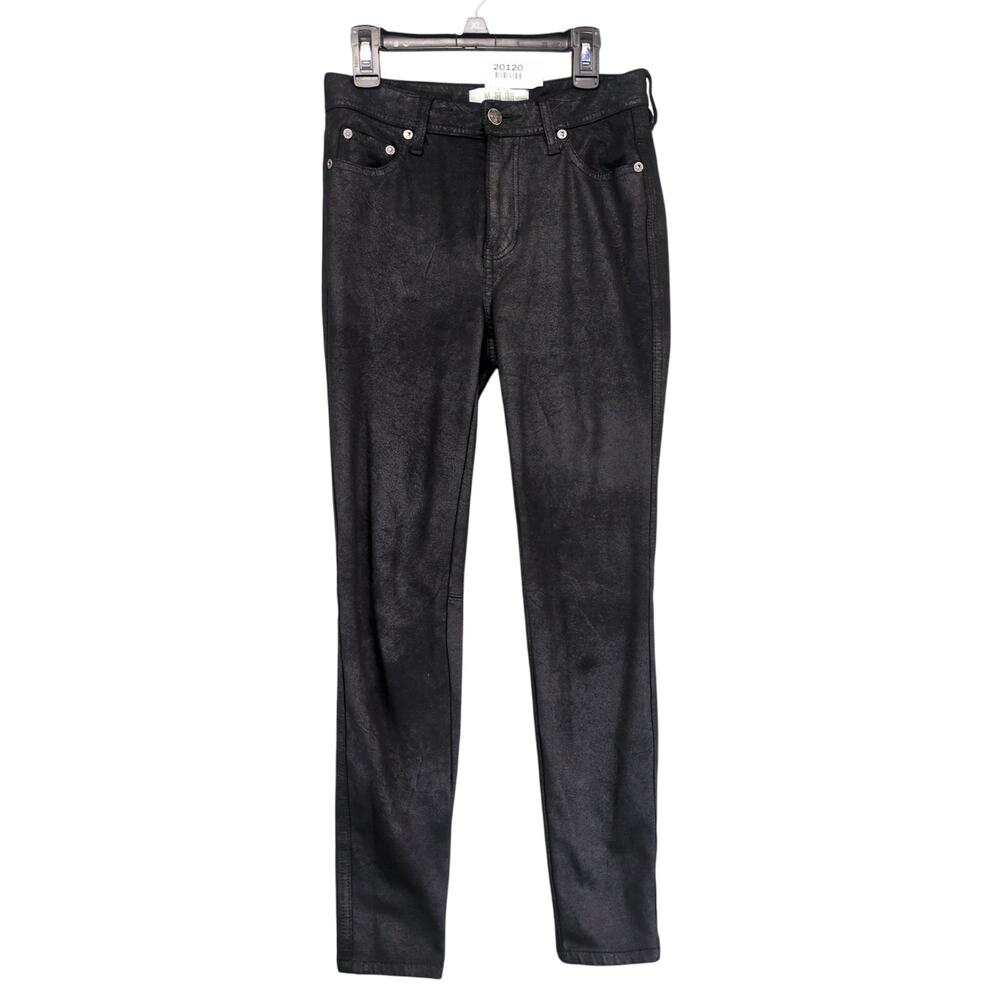 We The Free‎ People 26x28 Black Microfiber Faux Suede Skinny Jeans, Punk Y2K